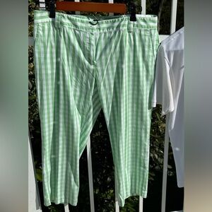 🌿 Brooks Brothers 346 Green & White Striped Cropped Pants | Size 8